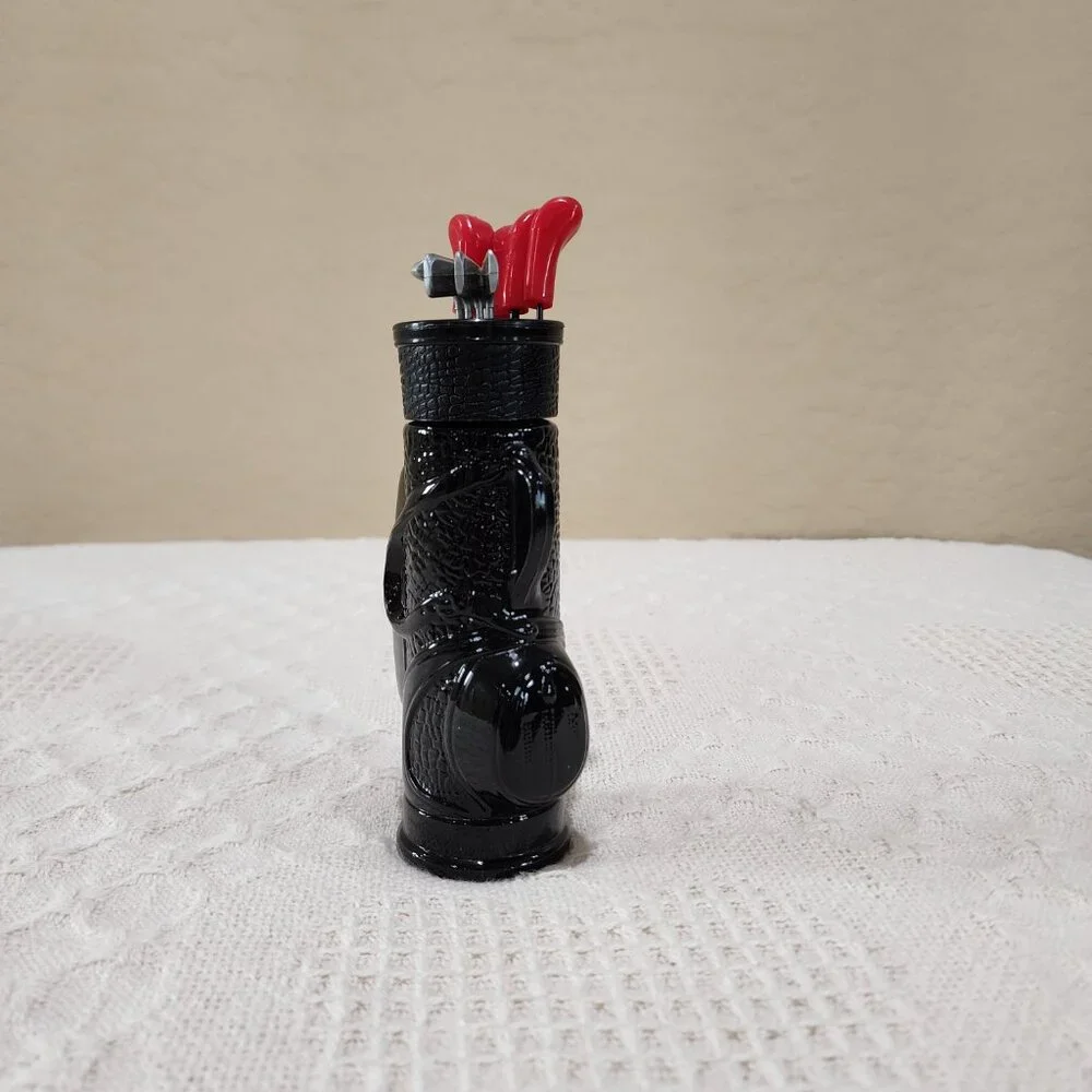 Vintage Avon GOLF BAG AND CLUBS Black Glass Golfer Decor Decoration